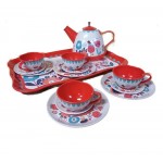 Tea Set Tin in Case - Red Garden